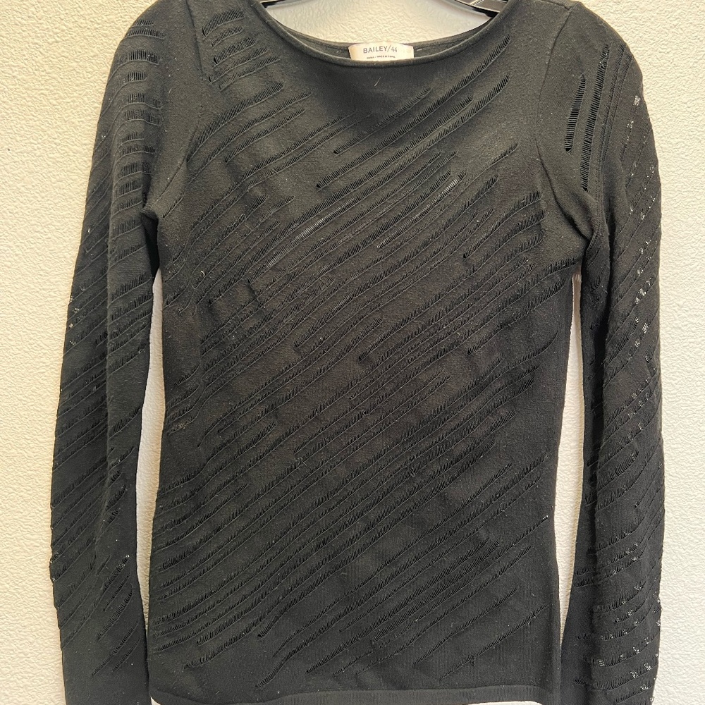 Bailey/44 Black Distressed Long-sleeve